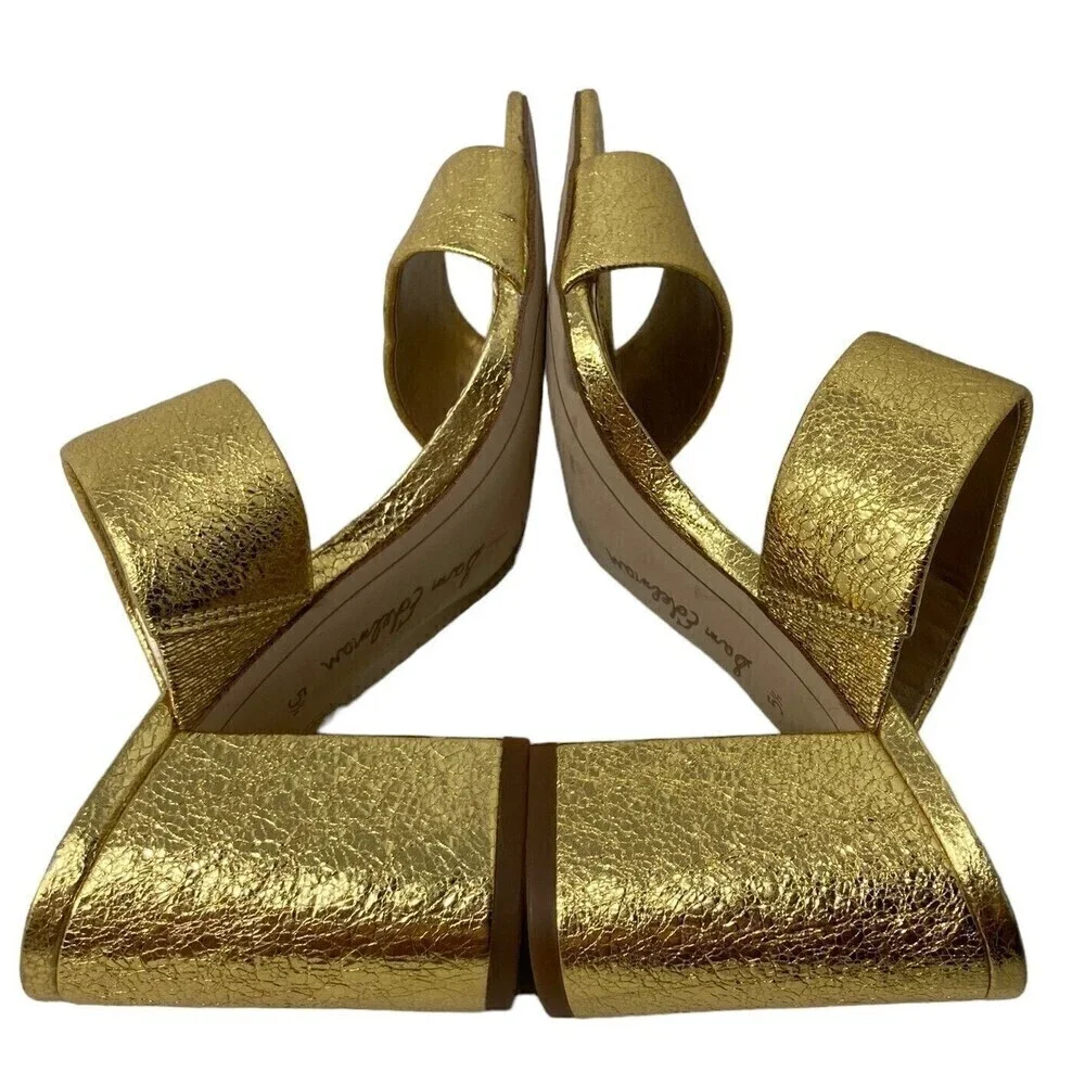 NEW Sam Edelman Delaney Heels Women's Size 5.5 Gold Leather Sandals EU 35.5